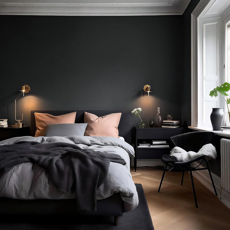 Ismoon 15.7''x236''Peel and Stick Wallpaper Black Contact Paper for Cabinets and Drawers Matte Black Removable Self-Adhesive Renter Friendly Wallpaper for Bedroom Thickening Waterproof Modern Vinyl - Image 2